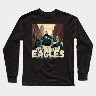 Philadelphia eagles football player graphic design cartoon style beautiful artwork Long Sleeve T-Shirt